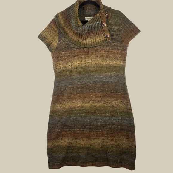 Dressbarn XL Womens Cowl Neck Sweater Dress Multicolor Fall Earth Tones Neutral - Picture 1 of 11